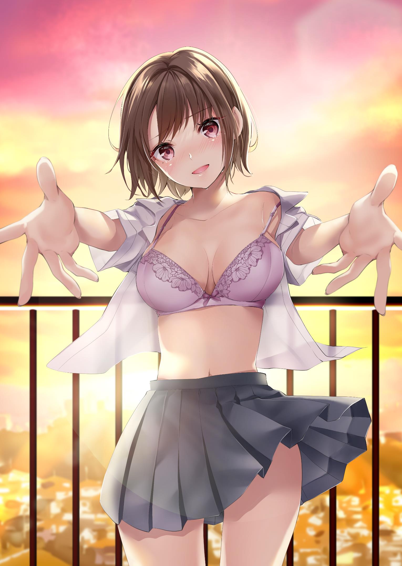 Akatsuki Hijiri Bra Open Shirt Seifuku Skirt Lift Yande Re